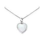 Sterling Silver Heart Necklace, Mother of Pearl Heart Pendant Necklace, Gift for Women (18 inches)