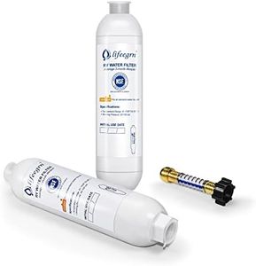 lifeegrn RV Water Filter with Hose Protector, Inline Water Filter, Reduces Bad Taste, Odors, Chlorine and Sediment in Drinking Water, White(2 Packs)
