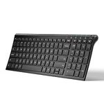 iClever Bluetooth Keyboard BK10, Wireless Keyboard for Mac, Multi-Device Easy-Switch for up to 3 Devices, Silent Compact Slim Keyboard for Windows, Laptop, iPhone, iMac, Desktop, PC, Black