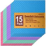 15-Pack, Swedish dishcloths for Kitchen, Cellulose Sponge Cloths, Reusable Kitchen Towels, Dish Cloth for Cleaning, No Odor Absorbent Kitchen sponges, Eco-Friendly Dish Towels, Random Assorted Colors