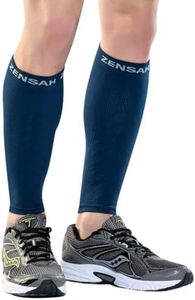 Zensah Running Leg Compression Sleeves - Shin Splint, Calf Compression Sleeve Men and Women, Gifts for Runners (Navy, Small/Medium)