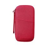 Fychuo Passport Holder Travel Wallet, Large Capacity Travel Document Holder, RFID Blocking Waterproof Portable Travel Wallet Organiser for Cash Passport ID Card Credit Cards Ticket Pen, Red