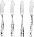 KEAWELL Premium 4-Piece 7" Louis Hammered Butter Knives, 18/10 Stainless Steel, Dishwasher Safe