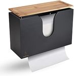 Cozee Bay Bamboo Paper Towel Dispenser, Paper Towel Holder with Lid for Home and Commercial, Wall Mount or Countertop for Multifold, C Fold, Z fold, Trifold Hand Towels (Black)