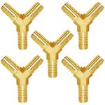 Joywayus 5PCS 5/8" ID Hose Barb Thick Brass Y Shaped 3 Way Union Fitting Intersection/Split Water/Fuel/Air