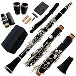 Funion B Flat Clarinet Set 17 Keys Clarinet Nickel Plated Keys Bb Clarinet With 2 Barrels Case Polishing Cloth Mouthpiece Kit Reed