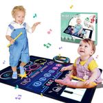 Musical Mat Baby Toys for 1 Year Old Boys, 2 in 1 Keyboard &Drum Mat with 2 Sticks Learning Piano Mat EducationalMusic Toys for Toddlers Age 1 2 3 Year Old Boys GirlsChristmas Birthday Gifts (Black)