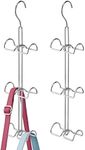 mDesign Metal Wire Over The Closet Rod Hanging Storage Organizer Hanger for Storing and Organizing Purses, Backpacks, Satchels, Crossovers, Handbags - 2 Pack - Chrome