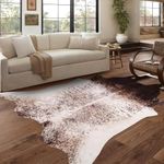 Guyi Rare Faux Cowhide Rug Cow Rug Rustic Chic Western Rugs for Bedroom Living Room Dining Room Brown Animal Rugs Cow Print Non Slip Cow Area Rugs (Cowhide Brown Rug, L (6.2X5.2 ft))