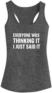 Fannoo Workout Tank Tops for Women-Womens Funny Saying Fitness Gym Sarcastic Racerback Sleeveless Shirts Grey