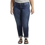 Silver Jeans Co. Womens Plus Size Boyfriend Mid Rise Slim Leg Jeans, Dark Wash Ssx365, 18 Plus