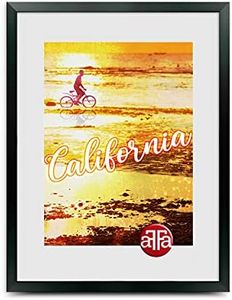 aFFa frames, California, cornice per foto in legno, luce, rettangolo, con vetro acrilico davanti, supporto HDF, nero, A3, 29,7x42 cm