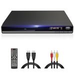 HD DVD Player for TV, All Region Free DVD Player CD Player for Home with HDMI/AV Output USB Input, Plays All Regions & Formats, Breakpoint Memory, 1080P HD Compact DVD Player Perfect for Family Movies