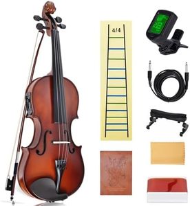 Electric/Acoustic Violin with Ebony Accessories - Perfect for Stage & Practice with Carrying Case, Violin Bow, Bridge, Rosin, Shoulder Rest, Stickers, Tuner, Instruction, Handcraft with Maple, Spruce