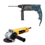 Cheston 20mm 500W Rotary Hammer with 3 piece drill & Carrying Case SDS Plus with Copper Armature + 850W 4-Inch Angle Grinder for Polishing Cutting Grinding Works on Metal Wood Wall