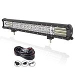 Willpower 23 inch 570W LED Light Bar 4 Row Spot Flood Combo Beam Off Road Lights Work Light with Wiring Harness for Jeep Trucks SUV ATV UTV Boat Lights, 12V 24V Waterproof