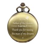 TREEWETO Mens Engraved Pocket Watch Father of The Groom Gifts from Bride - to Dad of Groom Pocket Watches Wedding Gift for Father in Law, Bronze