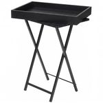 HOOBRO Folding TV Tray Table for Eating, Snack Dinner Side Table with Removable Serving Tray, Foldable Bedside Occasional Coffee Table, Laptop Table for Small Space, Black EBK29BZ01