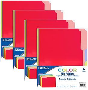BAZIC Products Manila Folders, Manila File Folders 1/3 Cut Letter Size with Left, Right, Center Tabs – Letter Size for Organizing and Filing Documents, Office Folders, Assorted Color 24-Count