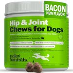 Deley Naturals Hip and Joint Supplement for Dogs - Glucosamine Chondroitin MSM & Collagen for Dogs - Dog Joint Supplement, Smaller Chews, Low Calories, Same Ingredients - 120 Bacon Flavor Chews