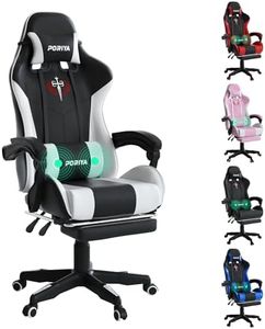 PORIYA Gaming Chair with Adjustable Backrest, Ergonomic Executive Office Chair, Height Adjustable Racing Chair Maximum Gaming Experience (White with Massage)