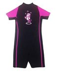 TWF Kids Shorty Wetsuit Short Sleeve Childrens Boys Girls UV Swim Suit Weather Protection Wet Suit (Pink Seahorse Wetsuit, UK 9-10 Years)