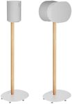 PEGZONE Speaker Stands Compatible with SONOS Era 300 and Era 100, Fixed Height Floor Stand with Cable Management, Wooden Speaker Mount, White & Beech, 2 Pack (Pair)