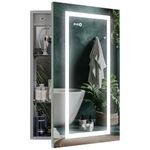 Sleek Aluminium Frame Medicine Cabinet With Lights with Adjustable Brightness Front & Backlit/ Remote/ Waterproof/ Fog Free/ Outlets/ Install Surface or Recessed Medicine Cabinet (24x32 Right Door)