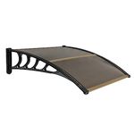 VINGLI Upgraded 40" x 40" Window Awning Exterior Door Canopy Exterior with Aluminum Bar, Awnings for Doors Polycarbonate Cover Patio Awnings Rain Snow Sunlight Protection Hollow Sheet