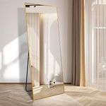 WIIS' IDEA 64"x21" Rectangular Full Length Mirror,Big Free Standing Body Mirror,Floor Length Mirror with Stand,Anti-Rust Aluminum Frame,Explosion-Proof Film,Long Wall Mirror for Bedroom(Gold)
