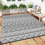 MontVoo-Outdoor Rug 5x8 ft Waterproof Outdoor Carpet-Patio RV Deck Camping Rug Portable Boho Rugs for Outdoor Area Rug Picnic Backyard Porch Beach Mat Grey