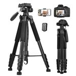 Camera Tripod Stand, LINKCOOL 74 Inch Tall Tripod for Camera Canon Nikon Sony - Lightweight Aluminum Tripod Camera Stand with Detachable Head, Remote Shutter & Phone Mount for Vlog Live Streaming