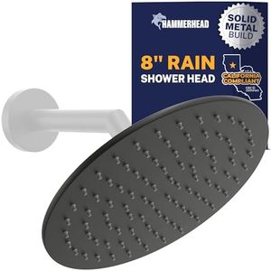 HammerHead Showers® ALL METAL 8 Inch Rainfall Shower Head – MATTE BLACK - Shower Head Rainfall - 1.75 GPM High Flow Shower Head Optimized for Pressure – Large Round Rain Shower Heads