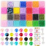 DIYDEC 1680pcs Pearl Beads for Jewelry Making, 28 Colors 6mm Round Glass Pearl Beads Plastic Imitation Dyed Faux Spacer Pearl Beads for Bracelets Jewelry Making DIY Crafts