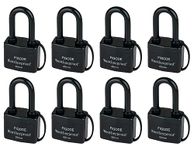 FIGODE® Outdoor Waterproof Padlocks, Covered Heavy Duty Laminated Steel Locks, Lock Set with Keys, 2.2 in. Wide, 8-Pack Keyed Alike Long Padlocks