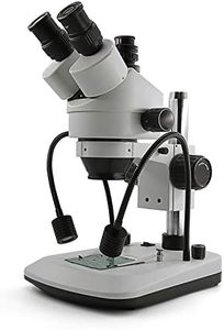 Swift S7-TGL-CA05 Trinocular Stereo Microscope, 7X-45X Zoom, WF10X Eyepieces, Gooseneck & Transmitted LED Lights, Pillar Stand, 110V