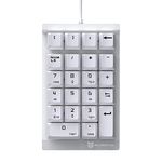 Qisan Mechanical Numeric Keypad 22 Keys Brown Switch Mini Wired Gaming Numpad Extended Layout for Cashier-White