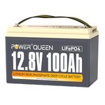 Power Queen 12V 100Ah LiFePO4 Battery, Group 31, 1280Wh Deep Cycle Lithium Battery 12V with 100A BMS, 4000-15000 Rechargeable Cycles, Support in Series/Parallel, For Camper, RV, Trolling Motor, Marine
