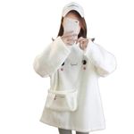 Fur Hoodies with Bunny Ears Korean Style Japanese Cute Kawaii Hoodie for Women (Medium, White)