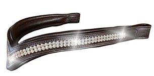 Bling Browbands for Horses with Sparkly Diamante Crystals V-Shape Padded Leather for Bridles (Extra Full, Brown)