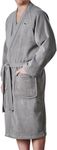 Lacoste Classic Pique 100% Cotton Bath Robe, One Size, Meteorite Grey