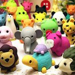 UBANTE Japanese Animal Erasers Bulk Kids Pencil Erasers Puzzle Erasers Mini Novelty Erasers for Christmas Gifts, Party Favors, Games Prizes, Carnivals Gift and Stocking Stuffers(40 Pack)