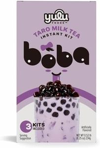 YULU FOODS Instant Bubble Pearl Taro Milk Tea Kit with Authentic Brown Sugar Tapioca Pearls, Ready in Under One Minute, Paper Straws Included – 3 Servings