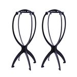 YANTAISIYU 2pcs 14.2 Inches Wig Stands Holders Wig Head Stand Travel Wig Stand Portable Wig Stand for Women Wigs Display Stand (Black)