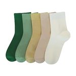 Women Crew Socks Bamboo sock Casual Quarter Breathable Odor Resistant Sock 5 Pairs (Assorted6, Large)