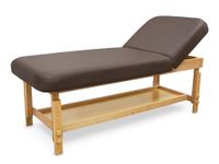 QUIRUMED Massage Table, Made of Wood, perfect for SPA, with Backrest, Brown Colour, Leatherette, High Density Padding, Height Adjustable