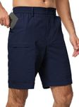 JMIERR Men's Hiking Cargo Shorts 9" Lightweight Outdoor Work Shorts for Men Travel Golf Camping Casual with 5 Zipper Pockets Navy Blue