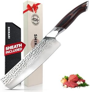 SHIKARI Nakiri Knife – Japanese Cleaver with 3-Layer Damascus VG10 Blade – 7 Inch Vegetable Knife Full Tang – Ergonomic Pakkawood Handle – Nakiri Knives Japanese Style