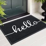 Colorxy “Hello” Door Mat, Dirt Trapper Doormats Non-Slip Low Profile Durable Door Mat for Outdoor, Indoor, Entrance, Patio, Front Back Door, 30" x 17.5", Black