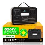 Portable Power Station 230Wh 300W 6-Port Outdoor Generator 1 AC UK PLUG Outlet PD 60W USB-C & A in & output, LiFePO4 Battery pack for Outdoors Picnic Fishing Travel Party Camping